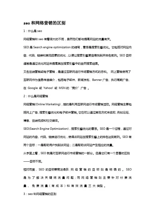 网络营销和seo区别