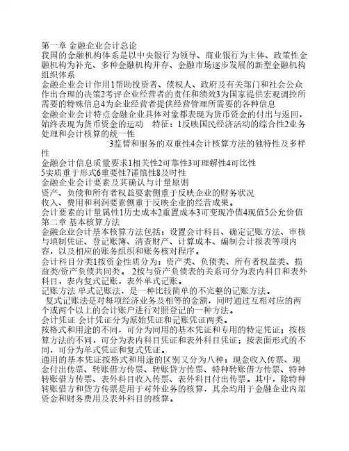 金融企业会计浓缩重点