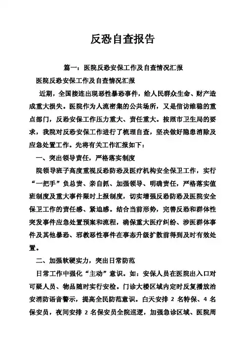 反恐自查报告