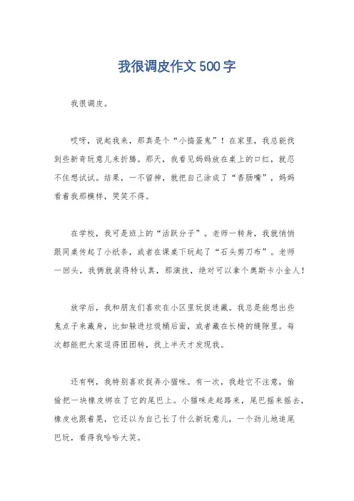 我很调皮作文500字