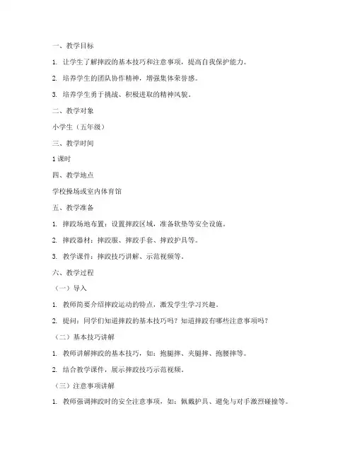 学生摔跤全程教案模板范文
