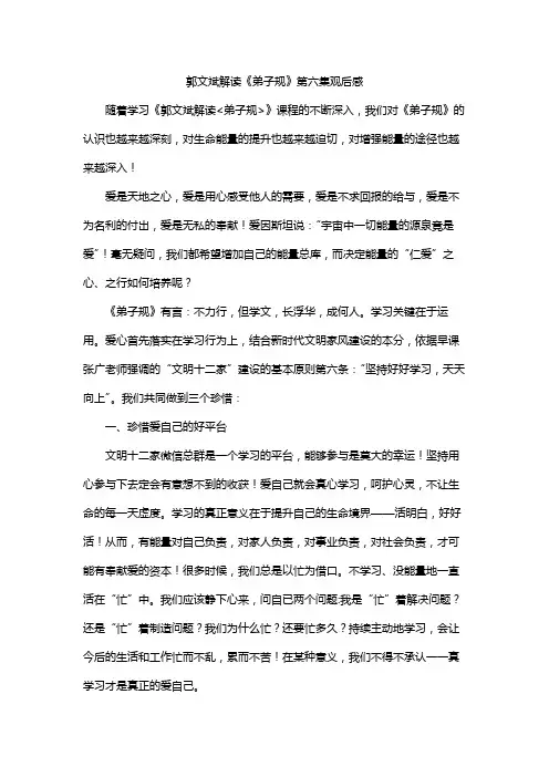 郭文斌解读《弟子规》第六集观后感