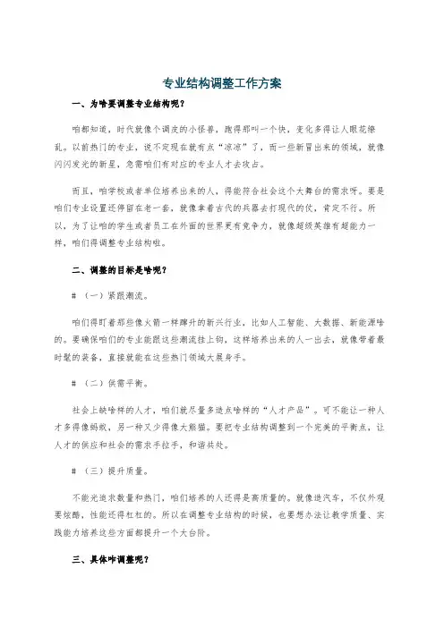 专业结构调整工作方案