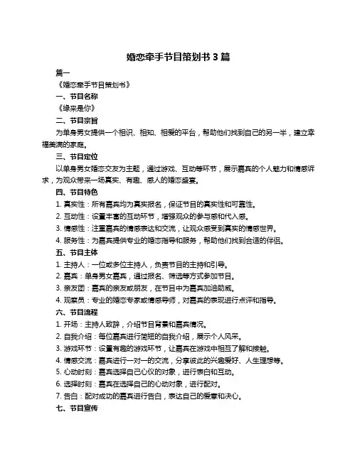 婚恋牵手节目策划书3篇