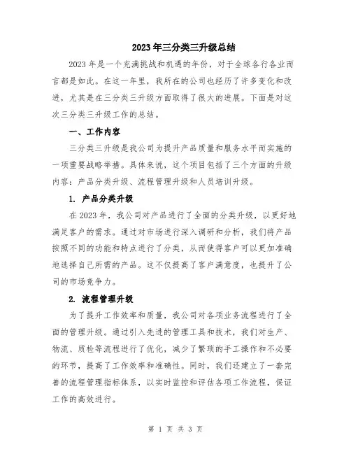 2023年三分类三升级总结
