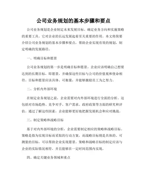 公司业务规划的基本步骤和要点
