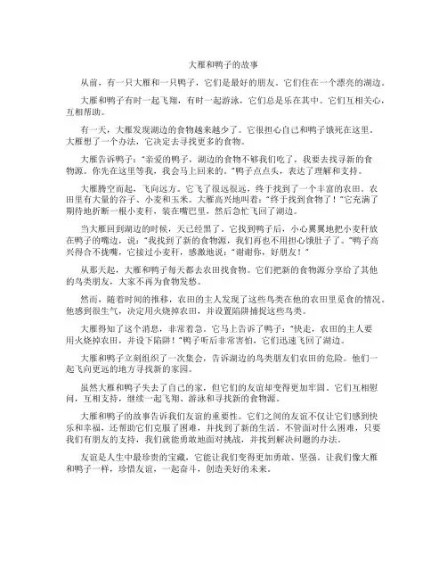 三年级大雁和鸭子阅读理解题