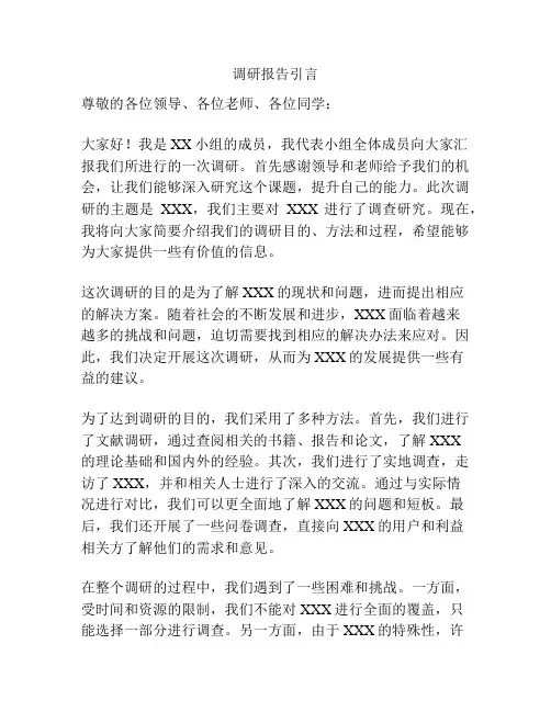 调研报告引言