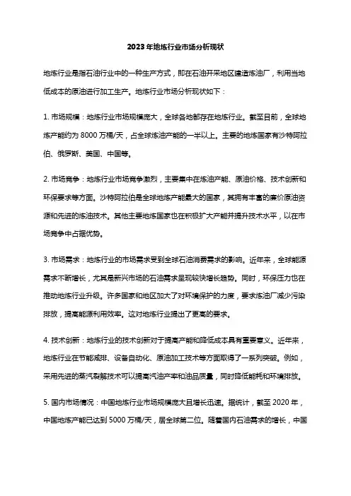2023年地炼行业市场分析现状