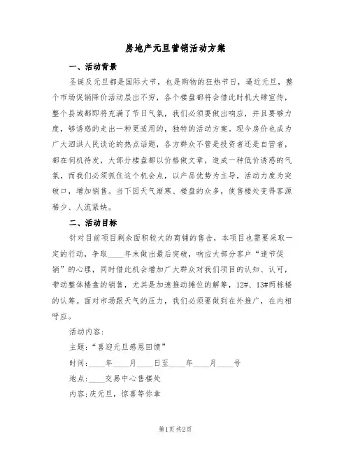 房地产元旦营销活动方案(二篇)