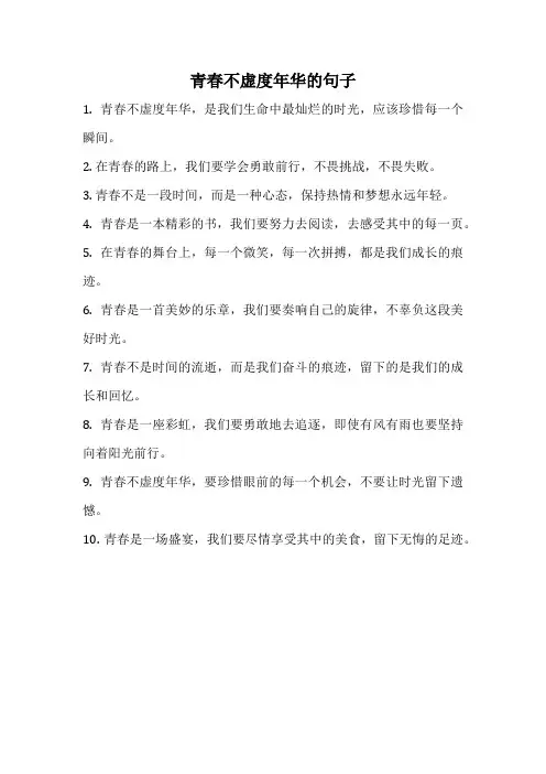 青春不虚度年华的句子