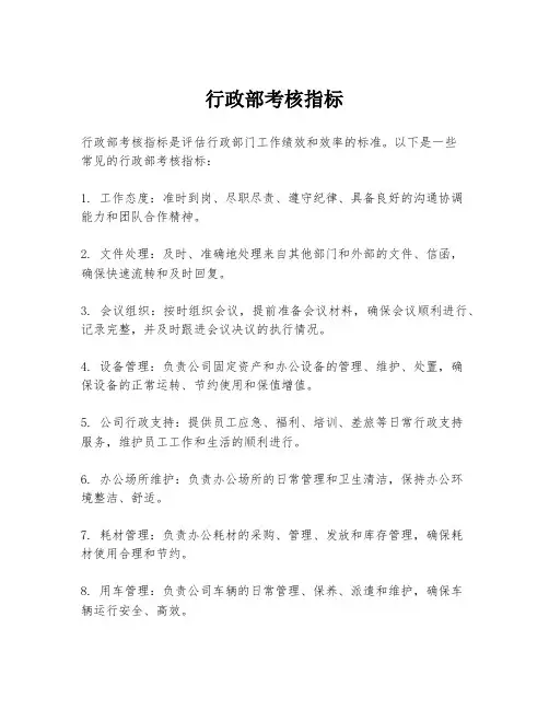 行政部考核指标