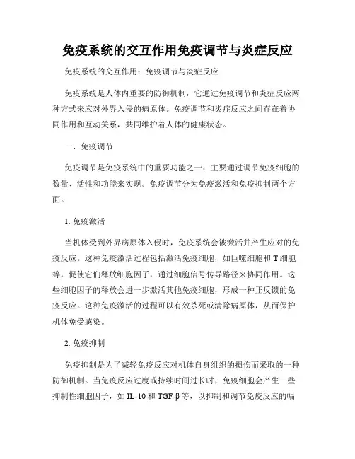 免疫系统的交互作用免疫调节与炎症反应