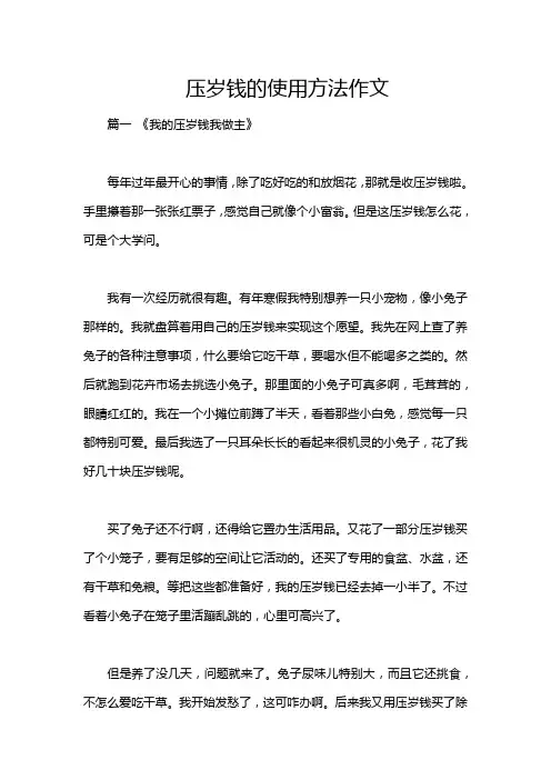 压岁钱的使用方法作文