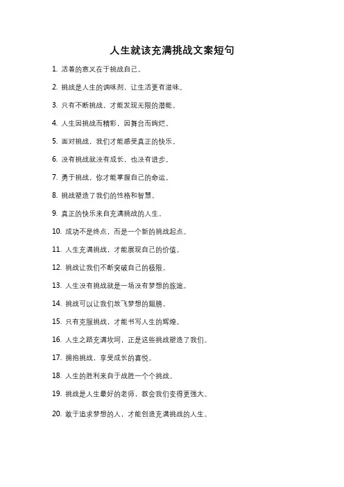 人生就该充满挑战文案短句