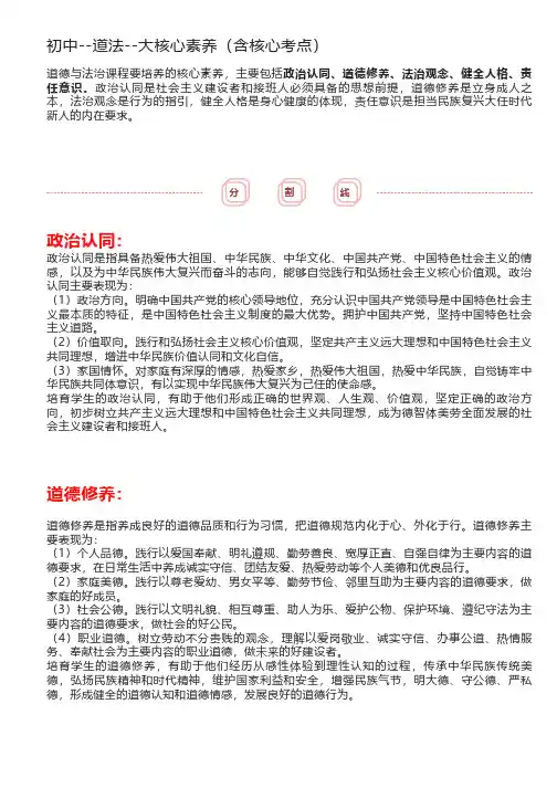 初中--道法--大核心素养(含核心考点)