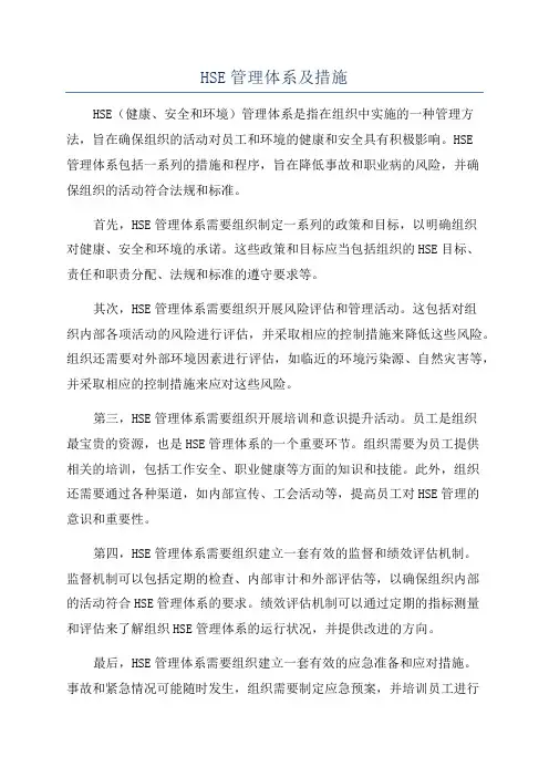 HSE管理体系及措施