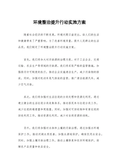 环境整治提升行动实施方案