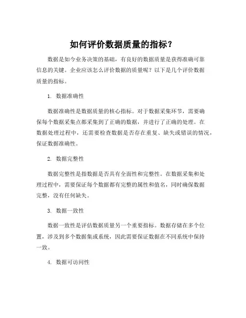 评价数据质量的指标