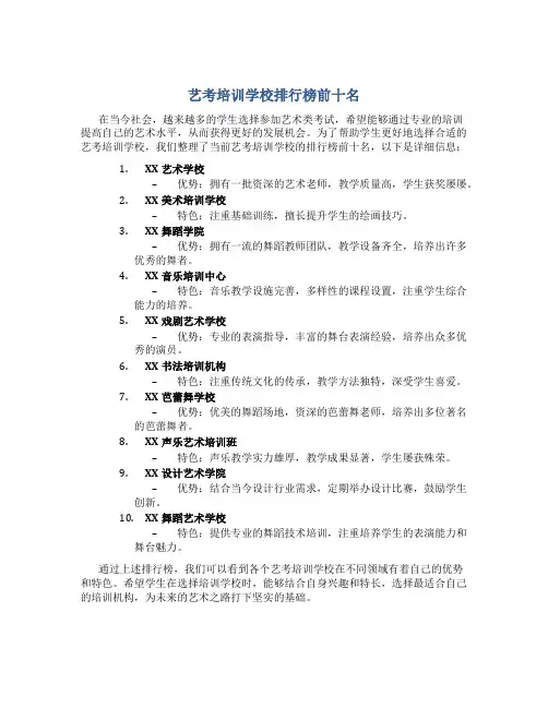 艺考培训学校排行榜前十名