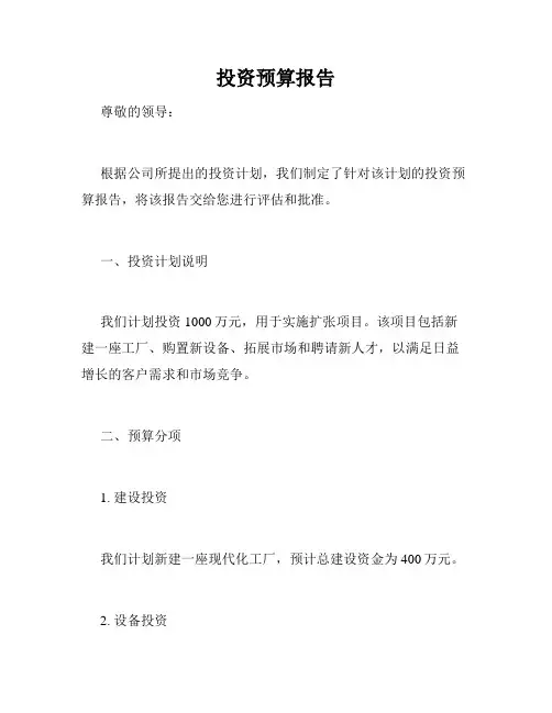 投资预算报告