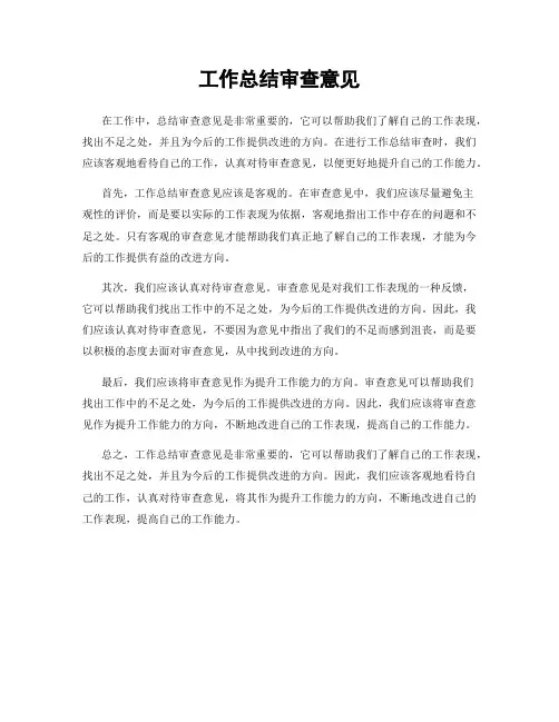 工作总结审查意见