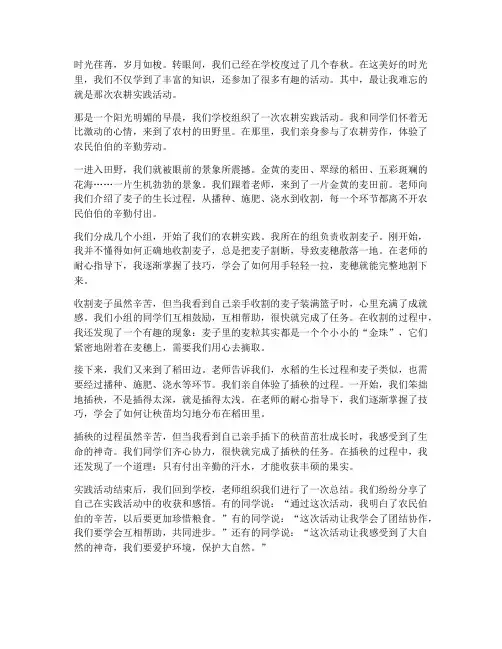 小学生农耕实践活动心得