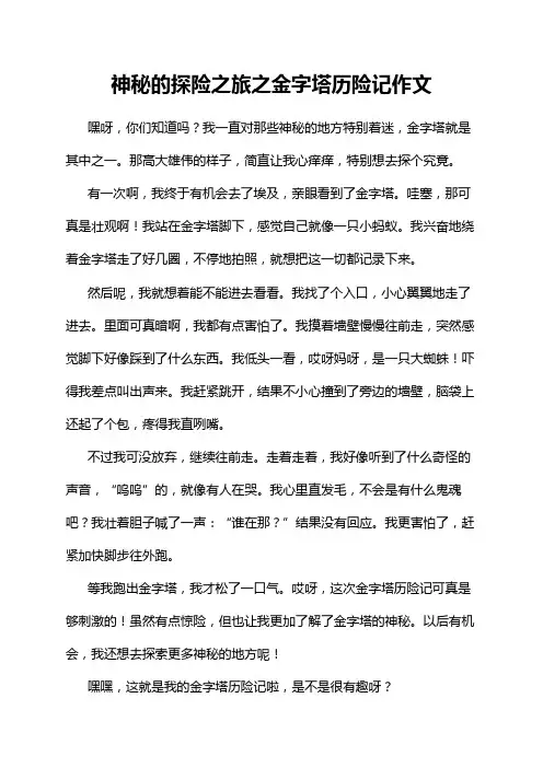 神秘的探险之旅之金字塔历险记作文