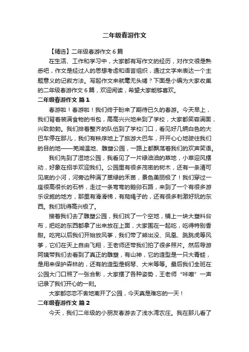 【精选】二年级春游作文6篇