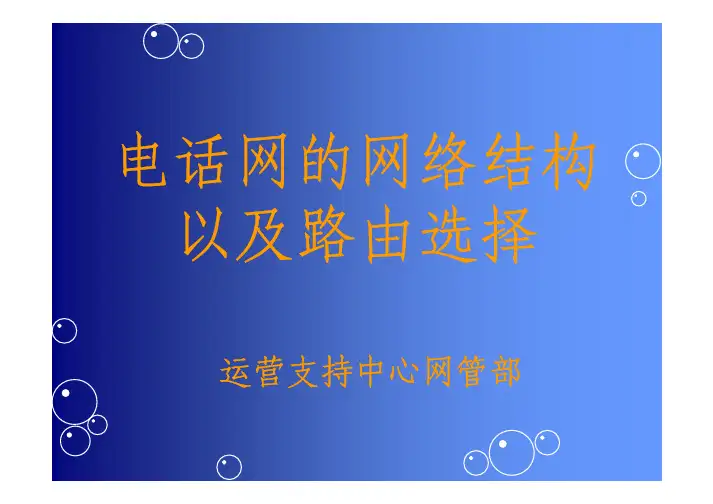 电话网的网络结构以及路由选择基础