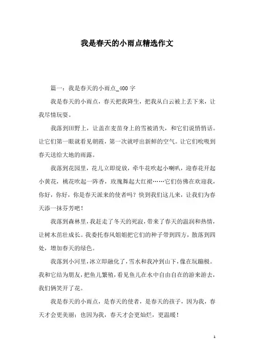 我是春天的小雨点精选作文