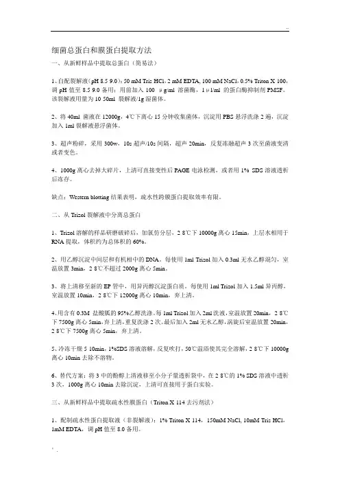 细菌总蛋白的提取方法