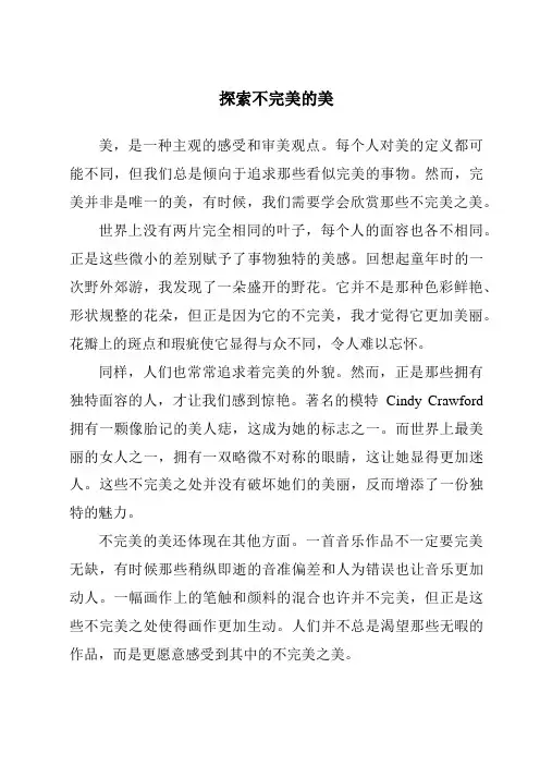 探索不完美的美