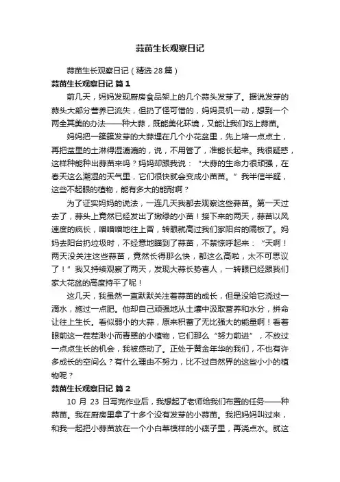 蒜苗生长观察日记（精选28篇）