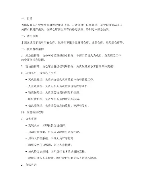 仓库安全库存应急预案