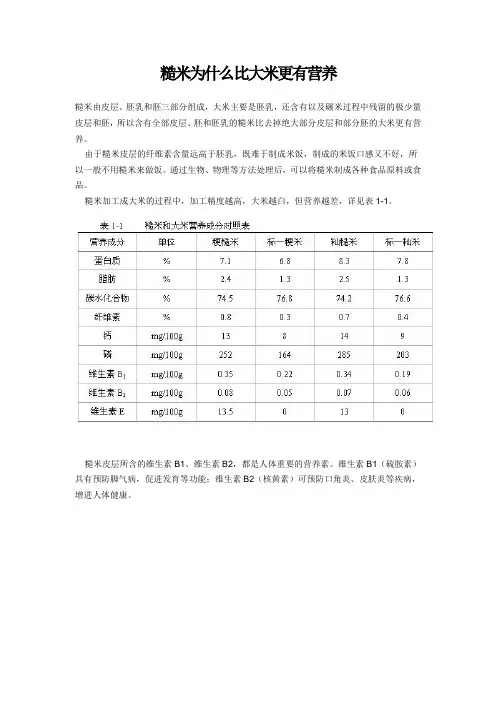 糙米为什么比大米更有营养