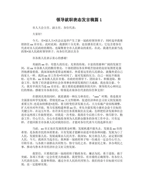 领导就职表态发言稿