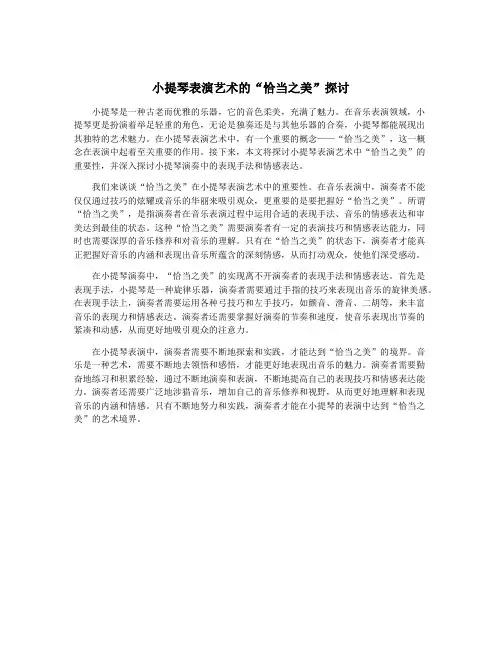 小提琴表演艺术的“恰当之美”探讨