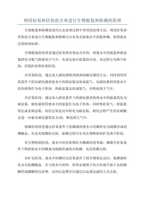 利用好氧和厌氧组合来进行生物脱氮和除磷的原理