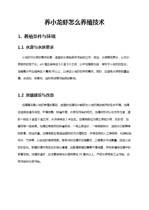 养小龙虾怎么养殖技术