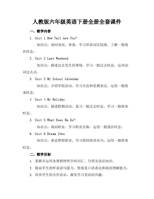 人教版六年级英语下册全册全套课件