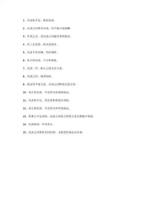兄弟俩情深的经典句子