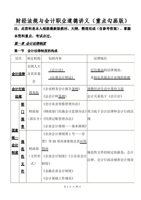 财经法规与会计职业道德讲义(重点勾画版)