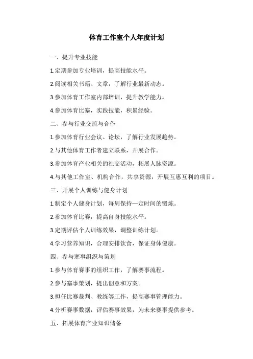 体育工作室个人年度计划