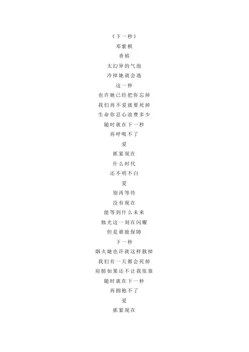 邓紫棋《下一秒》歌词
