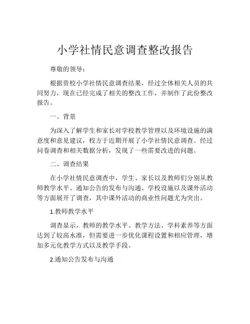 小学社情民意调查整改报告