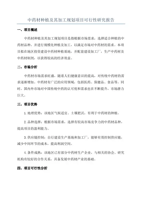 中药材种植及其加工规划项目可行性研究报告