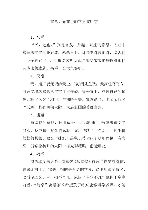 寓意大好前程的字男孩用字