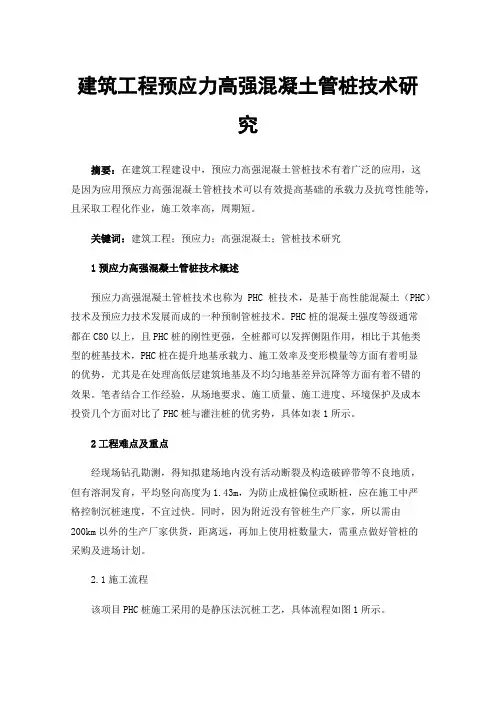 建筑工程预应力高强混凝土管桩技术研究
