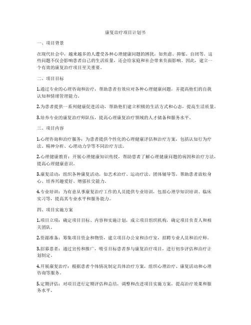 康复治疗项目计划书